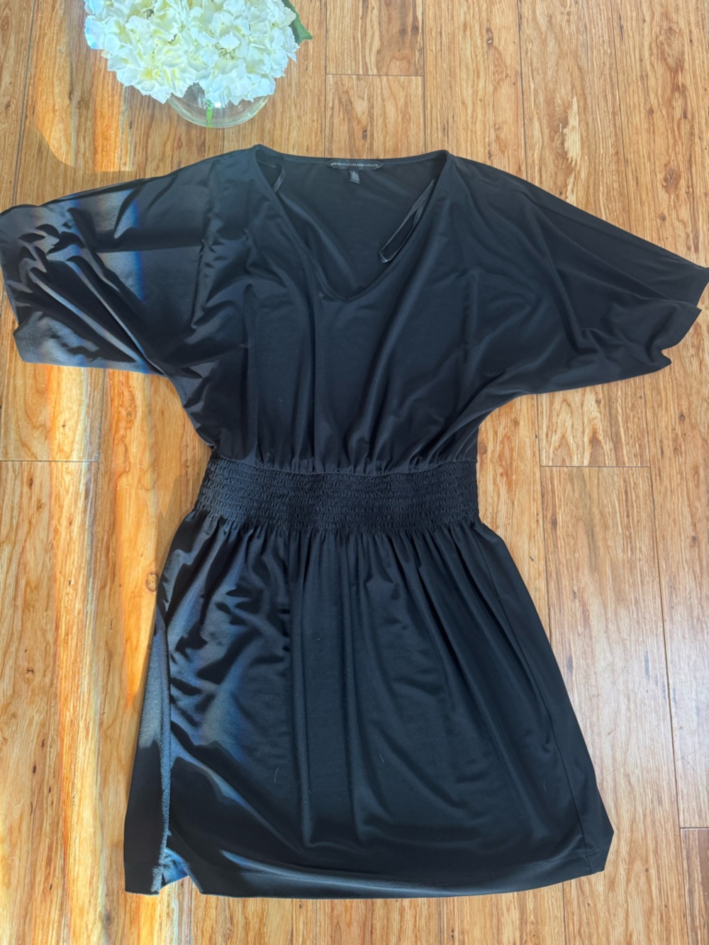 White House Black Market Black V-Neck Tunic Top